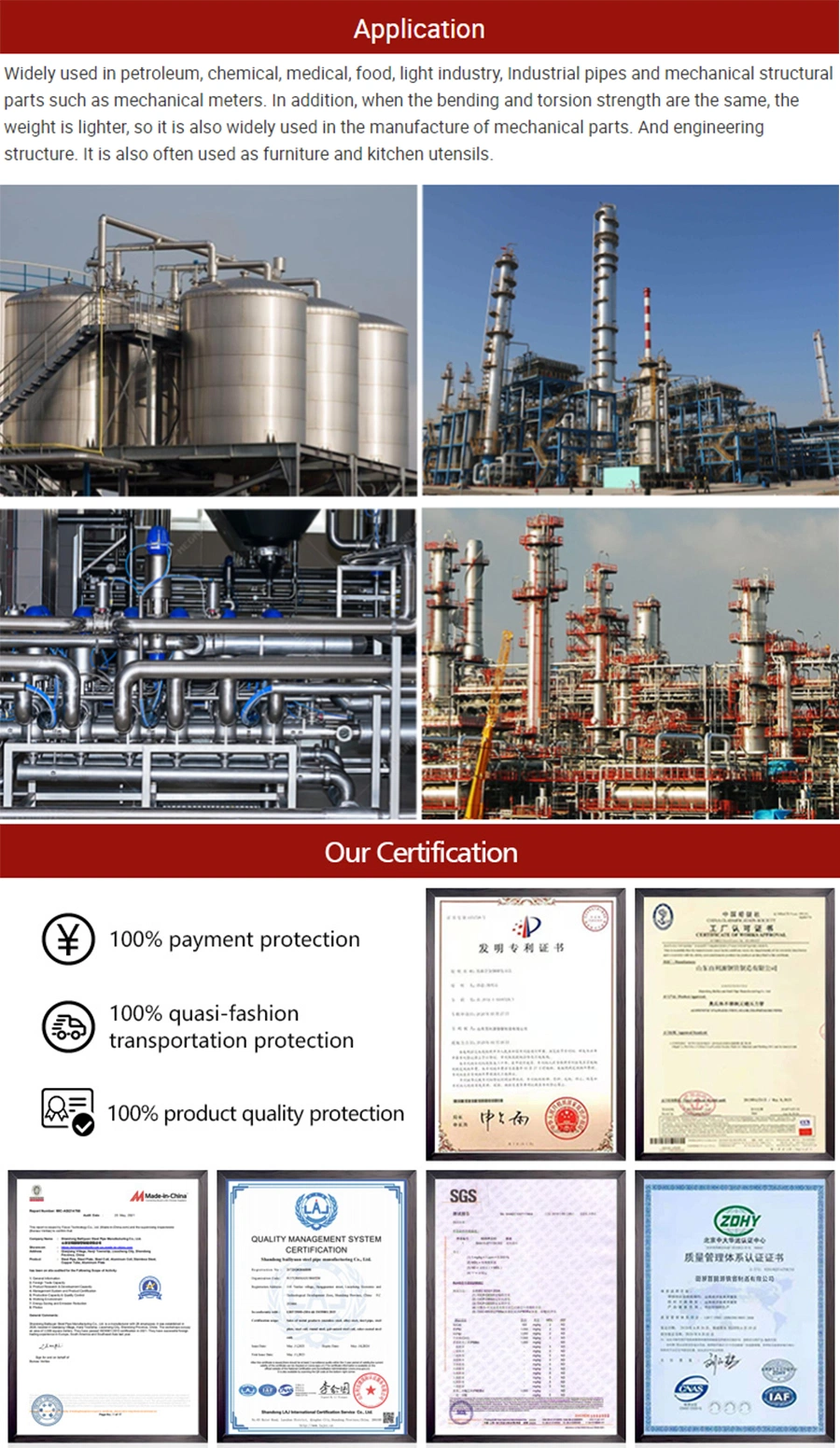 China Factory Supply Prime Quality AISI ASTM Standard Tubing 304 SS316 Stainless Steel Seamless Pipe Prices